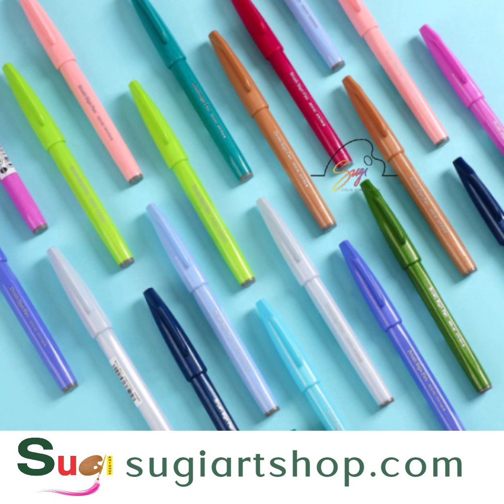 [SUGI ART SHOP] Bút viết thư pháp Pentel Fude Touch Brush Sign Pen tông màu Pastel