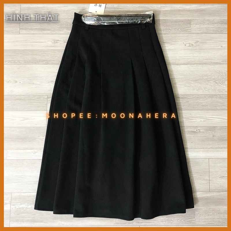 Chân váy dạ xếp li to kèm đai thắt vintage. Chân váy xoè công sở