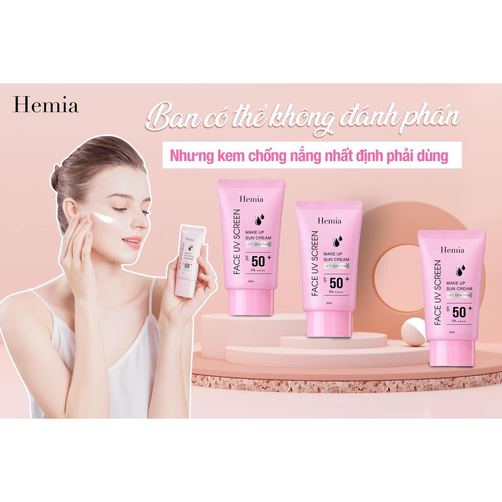 Kem chống nắng Hemia dưỡng da make up 2 in 1 Hàn Quốc 50ml