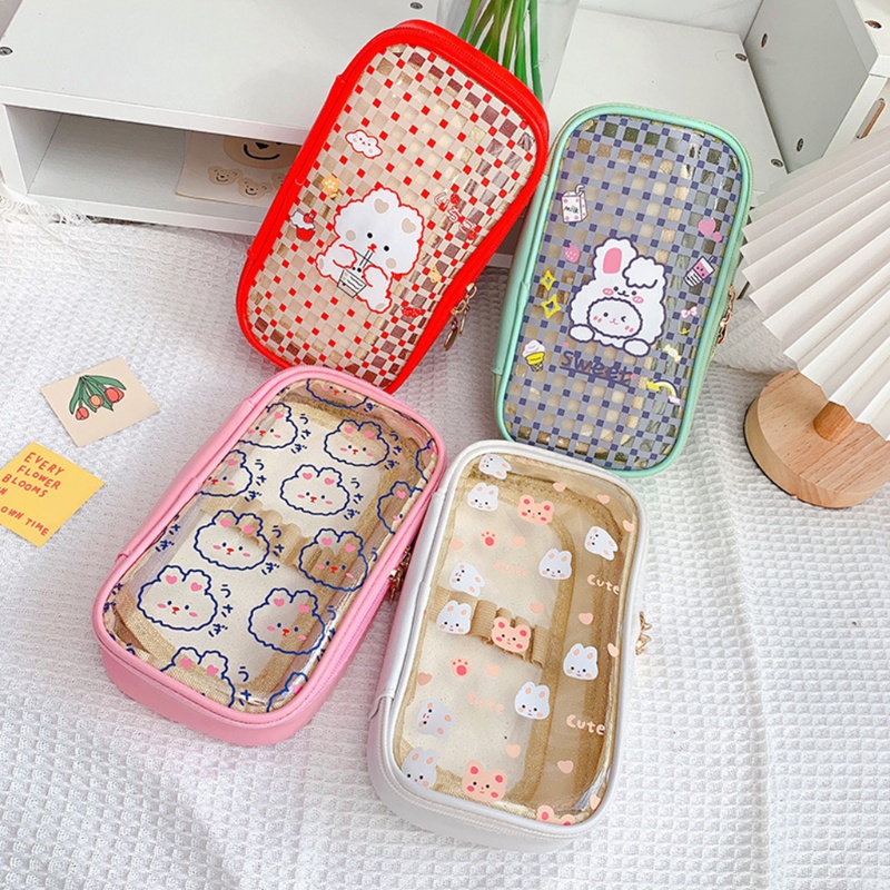 Túi Đựng Mỹ Phẩm Trong Suốt Họa Tiết Trái Tim Xinh Xắn