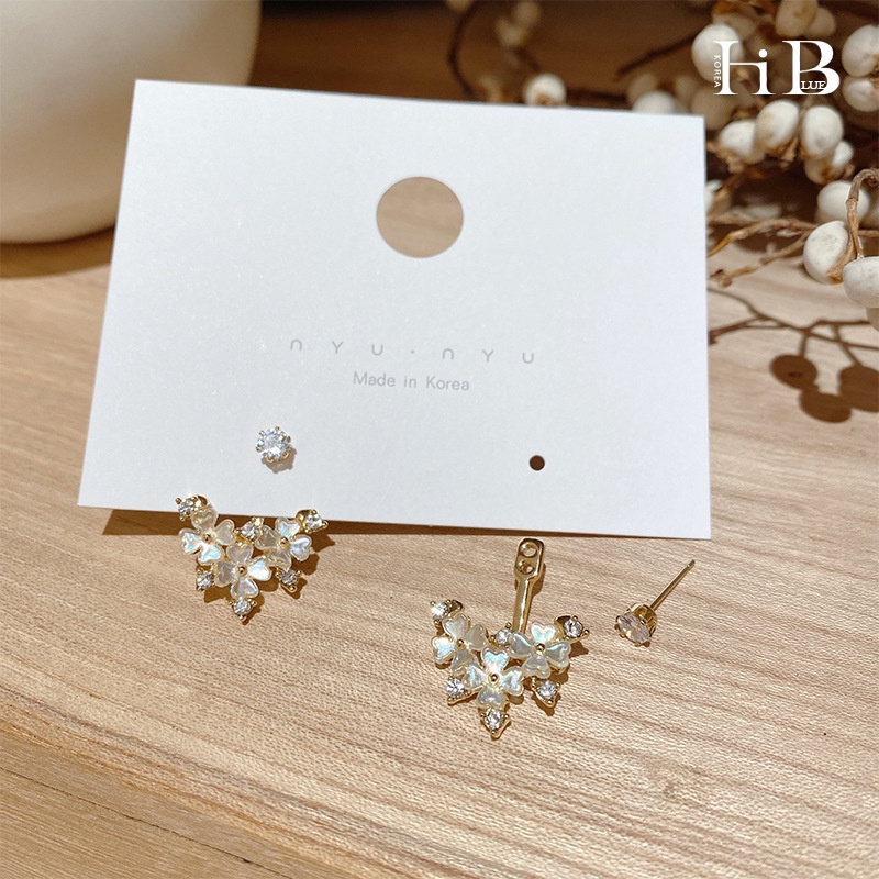 Bông Tai Hình Chữ V Đính Đá Lấp Lánh Phong Cách Hàn Quốc Thời Trang Cho Nữ