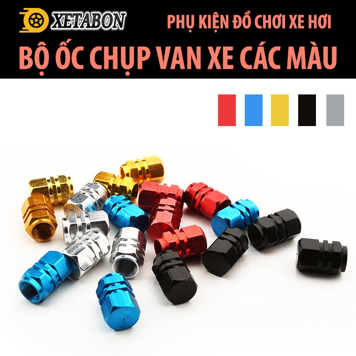 Nắp chụp đầu van bơm - Bộ 4 nắp chụp màu sắc bảo vệ đầu van bơm lốp bánh xe ôtô