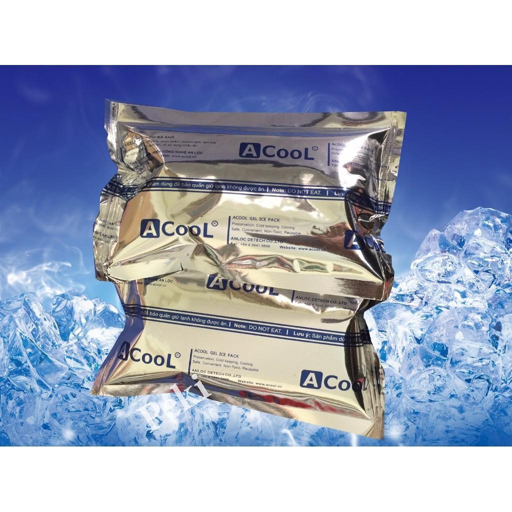 Đá khô giữ nhiệt Acool dạng gel - túi tráng bạc 350g - Dùng bảo quản lạnh thực phẩm, đồ uống, sữa mẹ 95