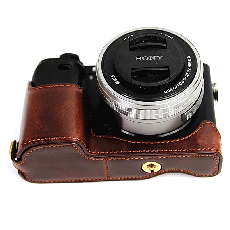 Ốp da PU bọc nửa thân bảo vệ máy ảnh Sony A6400 A6300 A6100 A6000 ILCE-6400 ILCE-6300 ILCE-6100 ILCE-6000