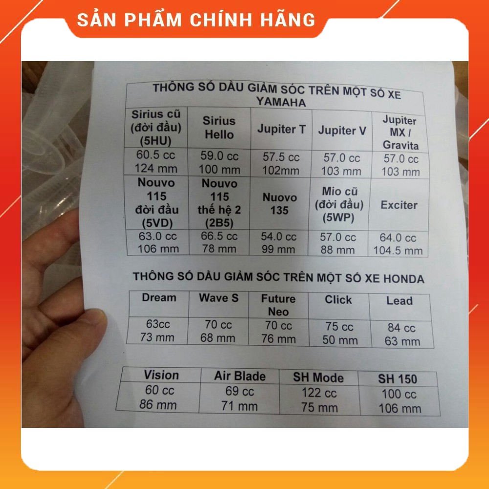 [HÀNG CHÍNH HÃNG] [ ẢNH THẬT]   ỐNG ĐONG DẦU GIẢM SÓC + PHIẾU THÔNG SỐ ĐONG DẦU  [CHO KHÁCH XEM HÀNG]