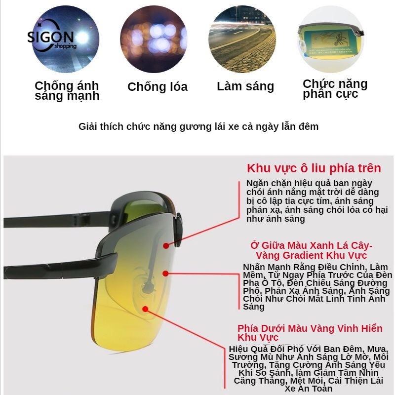 Kính Mát Phân Cực Lái Xe Ban Ngày Và Đêm Chống Chói