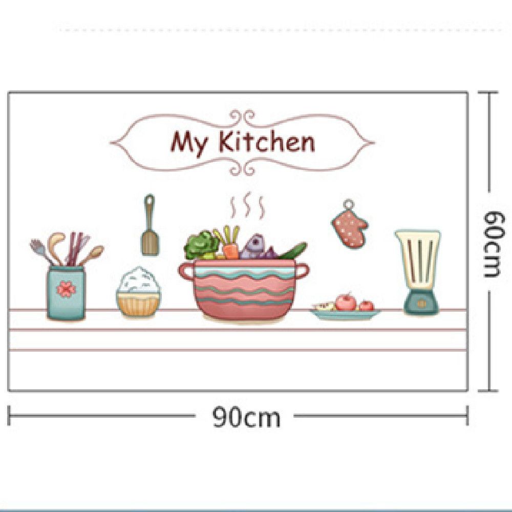 Giấy Dán Tường Trong Suốt Chống Dầu Chịu Nhiệt Độ Cao Họa Tiết Dễ Thương Trang Trí Nhà Bếp