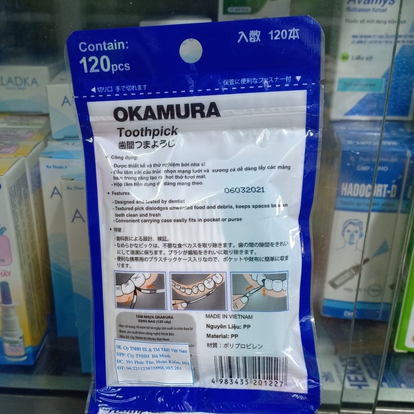 Tăm nhựa nha khoa OKAMURA Toothpick gói 120 Cây
