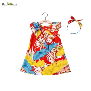 Đầm Lụa cao cấp Cổ Bèo Xoắn kèm Băng Đô bé gái BabyBean (20kg - 35kg)