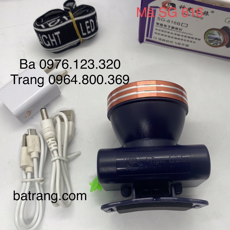 Đèn Pin Đội Đầu Siêu Sáng SG 616 Hiển thị phần trăm pin pin 10 sáng