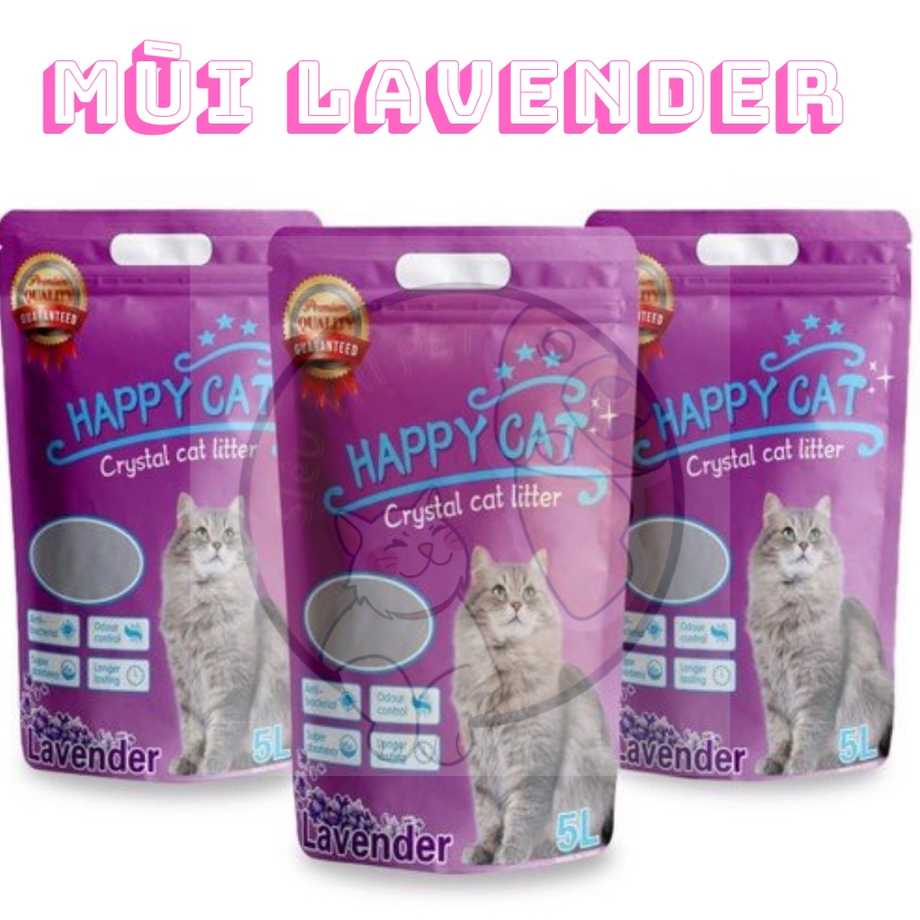 ( SIÊU TIẾT KIỆM ) Cát thủy tinh Happy Cat 5L cho mèo 3 mùi