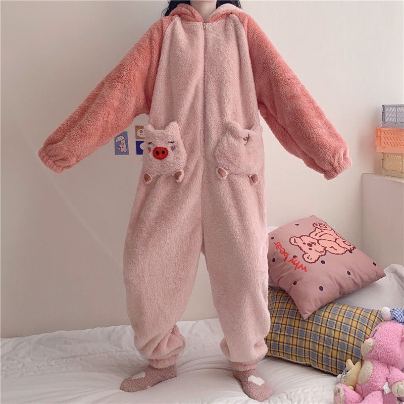 Áo Choàng Ngủ Một Mảnh Chất Liệu Lông Cừu San Hô Dày Dặn In Họa Tiết Hoạt Hình Thời Trang Thu Đông Cho Nữ | BigBuy360 - bigbuy360.vn