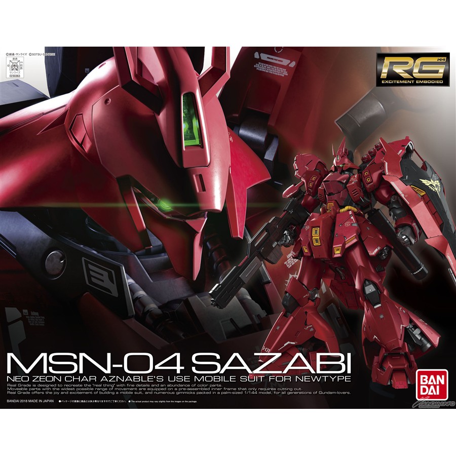 Gundam Bandai Rg Sazabi 1/144 Msn-04 Uc Mô Hình Nhựa Đồ Chơi Lắp Ráp Anime Nhật