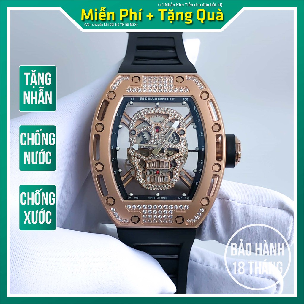 Đồng Hồ Nam RM SKULL Xuyên Thấu Size 42mm, Máy Cơ Automatic Nhật, Chống Nước [BẢO HÀNH 18 THÁNG - 1 ĐỔI 1 TRONG 15 NGÀY]