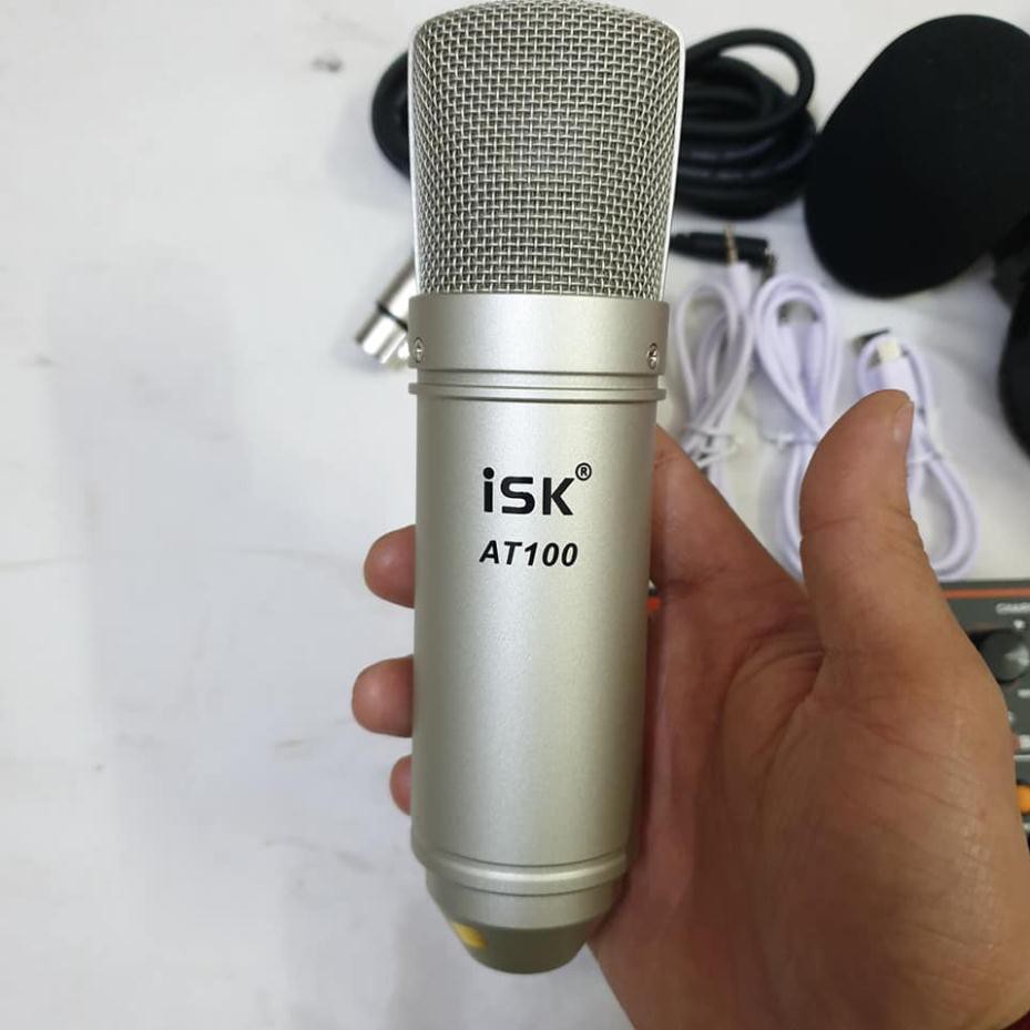 combo bộ míc thu âm livestream hát karaoke micro ISK AT100 card v9 PULScó điều khiển và bluetooth BH 6 tháng