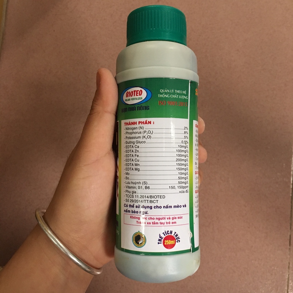 BIOTED dưỡng nấm rơm 250ml 8 Nha - Chống dộp, ra nhiều nấm, nấm to tròn đều