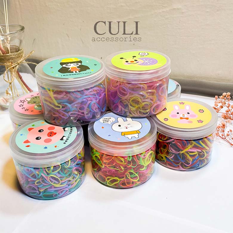 Thun cột tóc, Hộp 500 thun cột tóc cho Mẹ và bé mix nhiều màu xinh xắn - Culi accessories