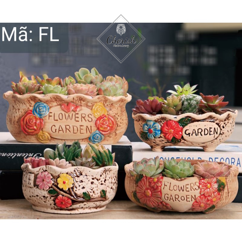 Chậu Trồng Cây Cảnh, Sen Đá dáng ovan . Mã MR-AR