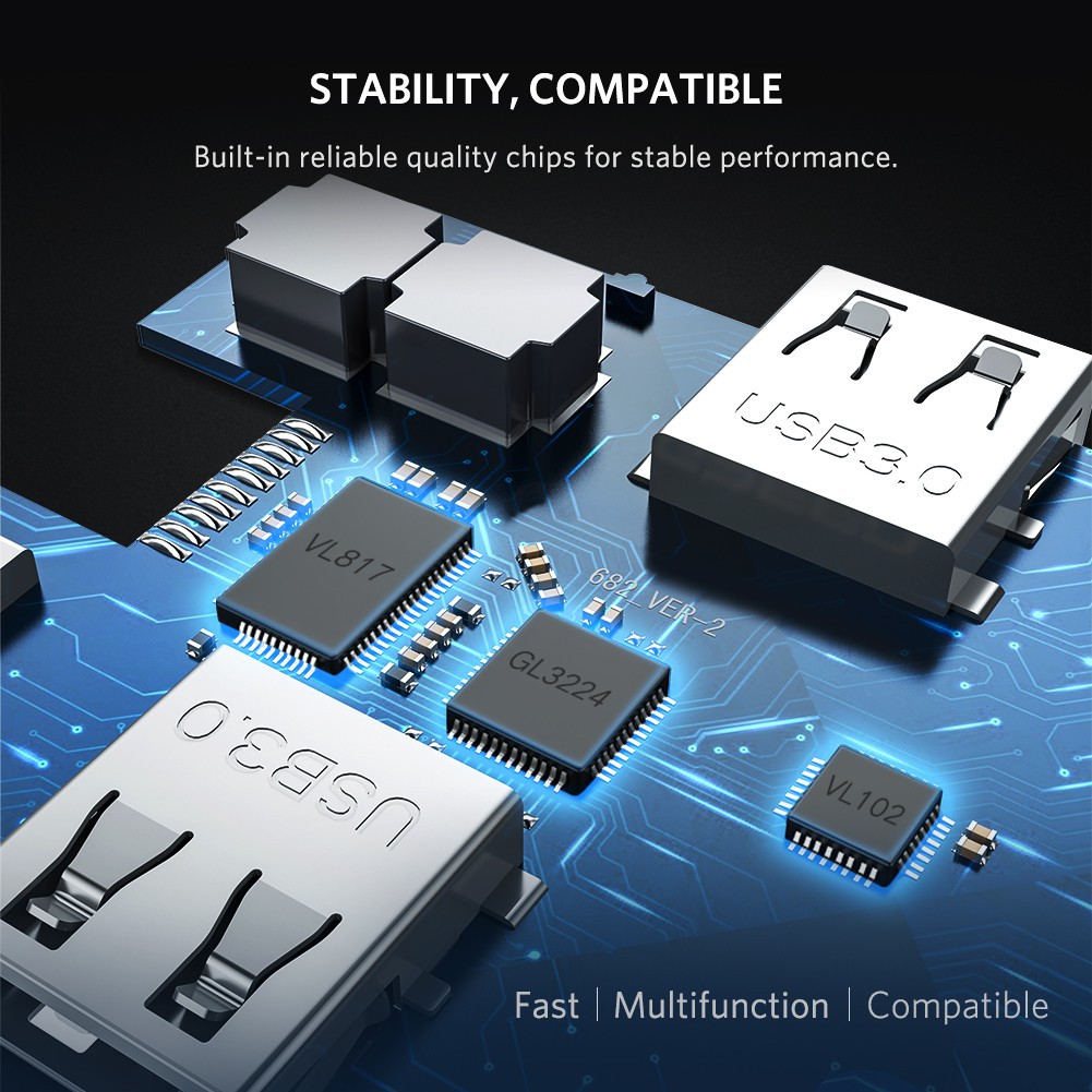 Cáp USB type-C to HDMI/USB 3.0/SD/TF/Lan Ugreen 50538 chính hãng