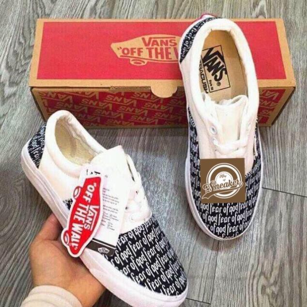 thanh lý dọn kho ( Uy tín nhất ) Giầy Vans feor of god chữ trắng đen thể thao, sneaker nam nữ dạo phố * new RT