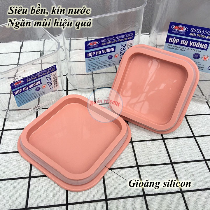 Bộ 3 hộp đựng thực phẩm Hàn Quốc Vuông Nhựa Song Long 2820 cao cấp - Buôn rẻ 01014
