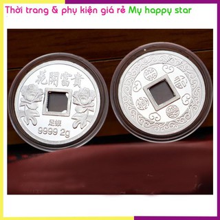 Đồng xu bạc 2gr 999 đồ để ví phong thủy và quà tặng