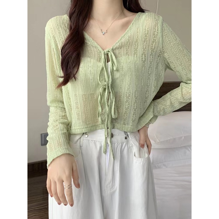 Áo khoác cardigan ren mỏng vừa vặn Thời trang mùa hè