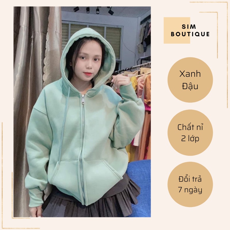 Áo khoác nỉ hoodie trơn Unisex - Tay dài form rộng có mũ dáng suông ulzzang nam nữ HOT