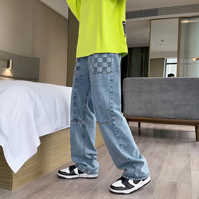 Quần jeans dài ống rộng phối nhiều túi thời trang thu đông cho nam
