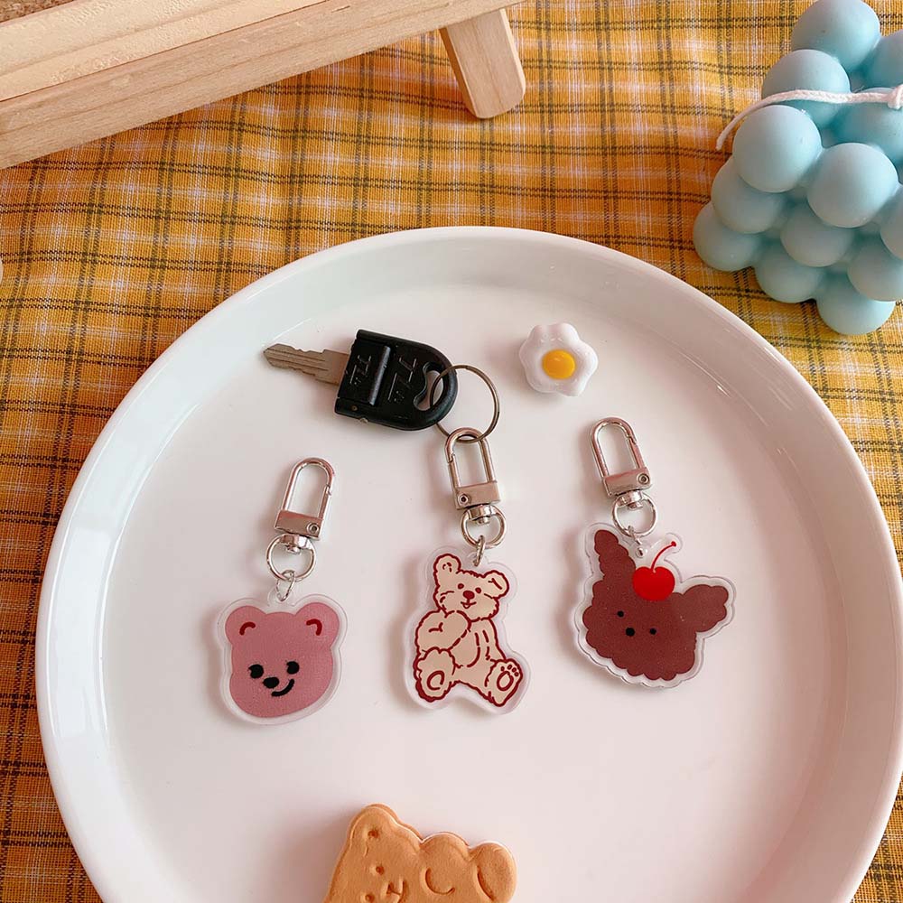 Móc Chìa Khóa Hai Mặt Hình Chú Gấu Đáng Yêu