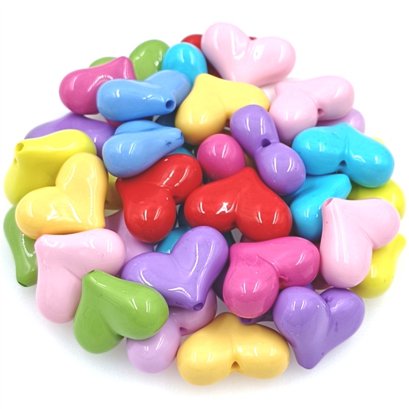 Hạt Nhựa Acrylic Hình Trái Tim Làm Trang Sức Thủ Công Nhiều Màu Sắc 17mm*22mm