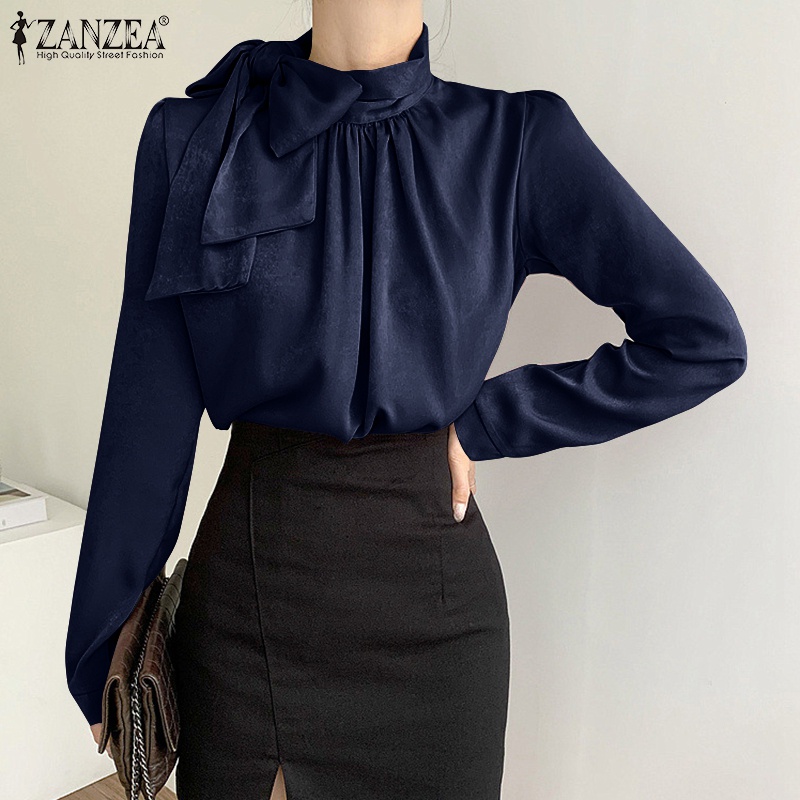 Áo kiểu Zanzea tay dài cổ lọ thời trang thanh lịch dành cho nữ