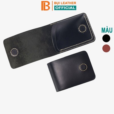 Ví sen 3 Bụi Leather da bò Pullup V122 chất bóng đẹp, mềm mại, 1 ngăn kẹp tiền 2 ngăn chứa thẻ