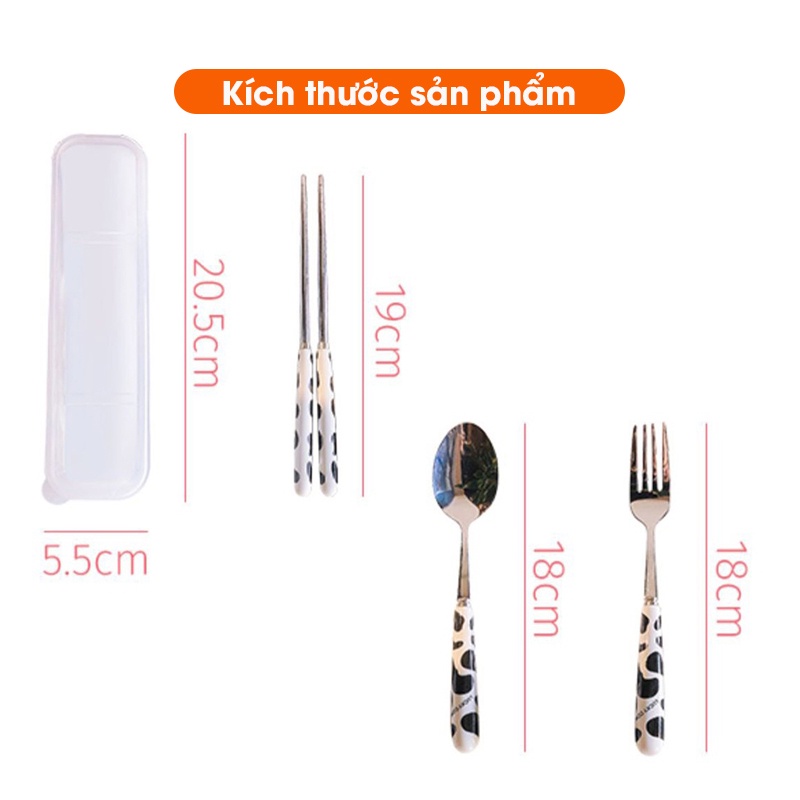 Xả kho thanh lí - Bộ Đũa Thìa Inox 304 Cán Gỗ, Bò Sữa FANTASTIC - Bộ Thìa Đũa Văn Phòng Sang Trọng