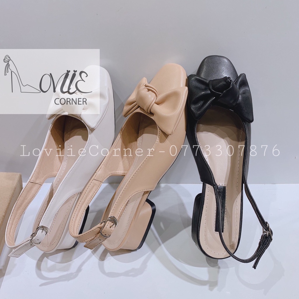 SANDAL NỮ LOVIIECORNER - SỤC NỮ THỜI TRANG ĐẾ VUÔNG 2 PHÂN BÍT MŨI NƠ XÒE DA MỀM MŨI TRÒN-GIÀY CÔNG SỞ S210708