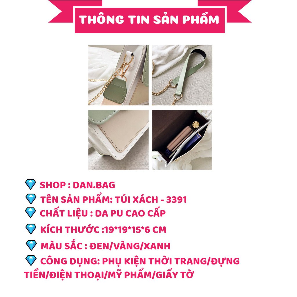 Túi Xách Nữ Đẹp giá rẻ da trơn mềm mại dây vải đeo chéo phối màu theo phong cách Hàn Quốc mã 3391