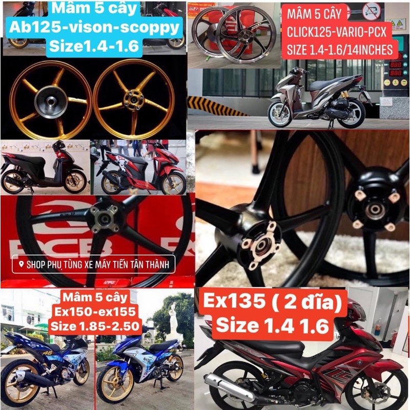 VÀNH MÂM ĐÚC 5 CÂY RCB EXCITER150  (CHÍNH HÃNG RACINGBOY)