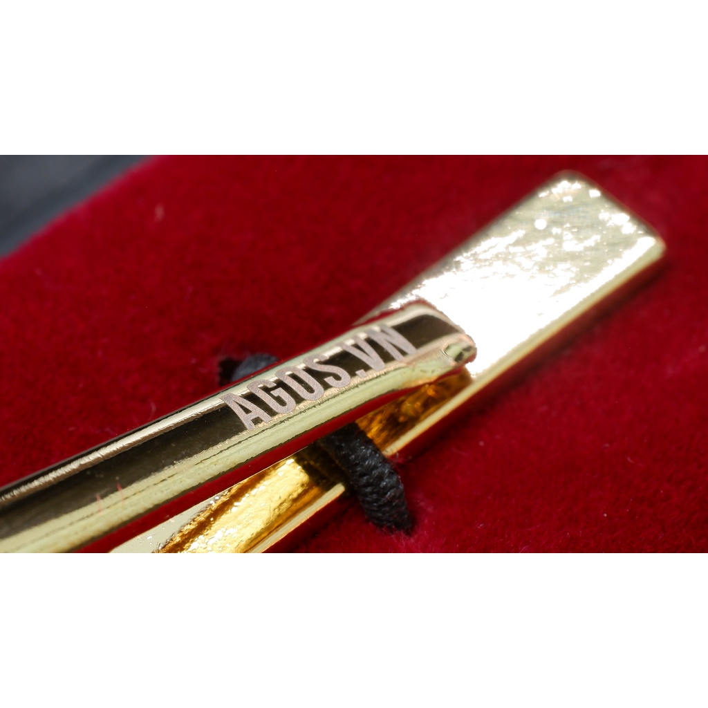 Kẹp Cà Vạt Mạ Vàng Khắc Hoa Văn 6cm - Khắc Tên Theo Yêu Cầu