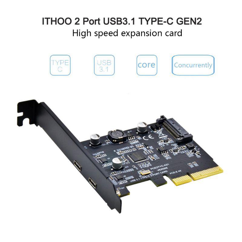 H.S.V✺USB3.1 to Type-C 2Port Expansion Card PCI-E4X to USB3.1 Gen2 10Gbps USBC Adapter | BigBuy360 - bigbuy360.vn