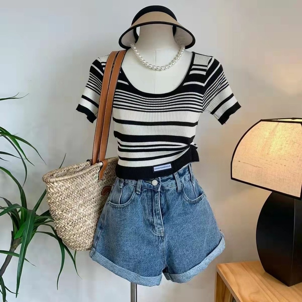 Áo Dệt Kim Dáng Ôm Thời Trang Mùa Hè Dành Cho Nữ