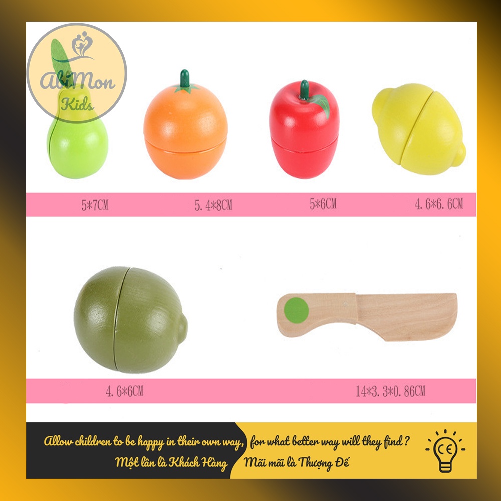 Bộ Cắt Hoa Quả, Rau Củ Bằng Gỗ Cho Bé ☘️ Montessori cao cấp ✨ Đồ chơi Gỗ - Giáo Dục - An toàn - Thông minh
