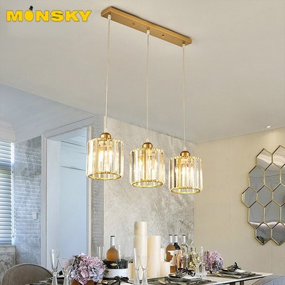 Đèn thả MONSKY MOZA pha lê trang trí bàn ăn, nội thất hiện đại - kèm bóng LED và đế ốp trần