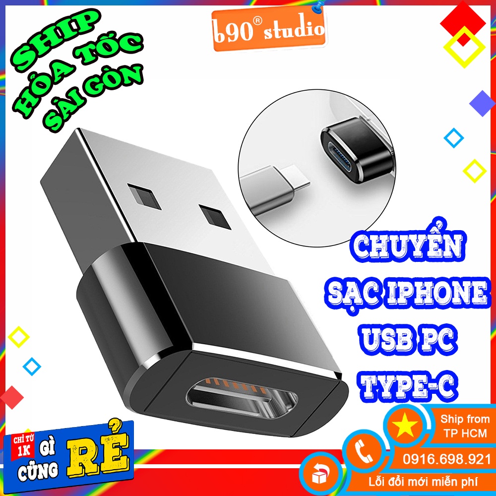 Đầu cáp chuyển đổi lỗ cắm Usb 3.0 Type A sang đầu cắm Usb 3.1 Type C sạc iphone 12