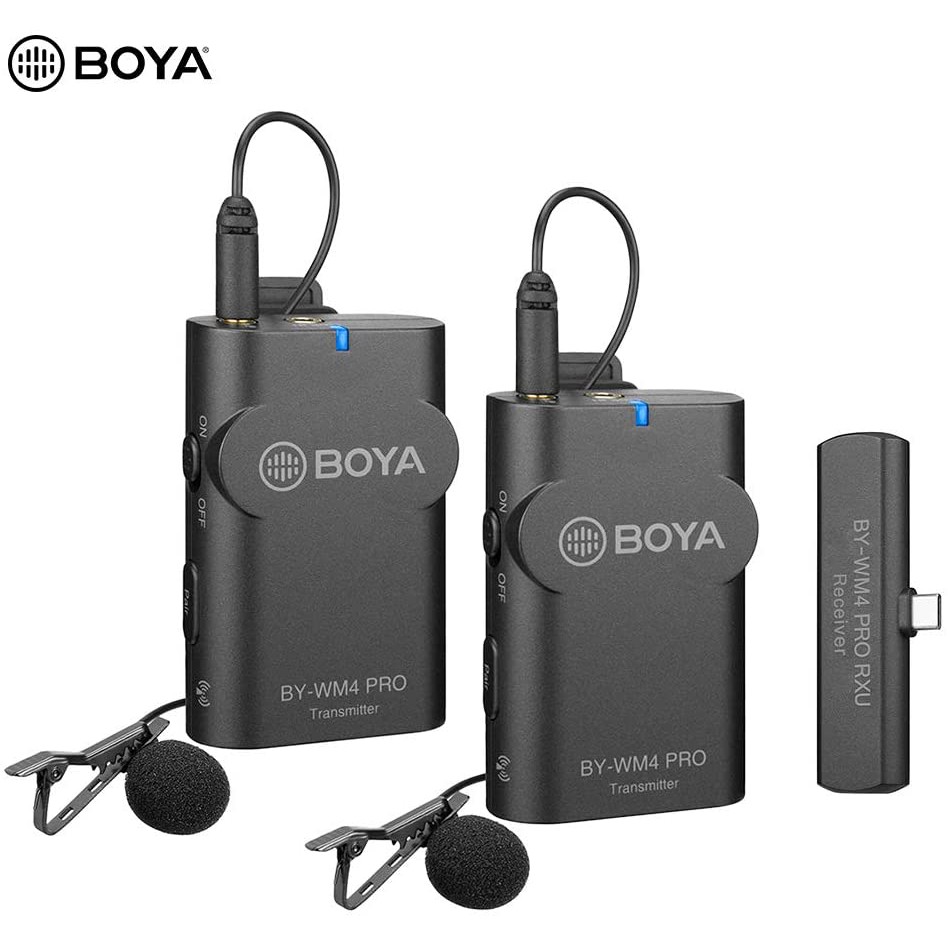 BOYA BY-WM4 PRO K6 - Hàng Chính Hãng - Mic thu âm không dây cổng Type-C | Thu cho 2 người | Dành cho điện thoại Android