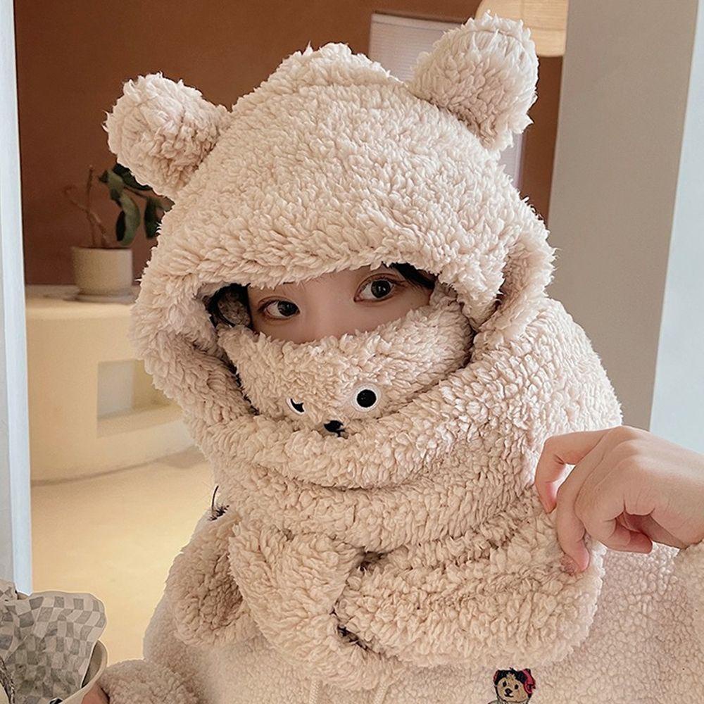 ZAIJIE24 Mũ Len Trùm Đầu Viền Lông Giả Thời Trang Cho Nữ