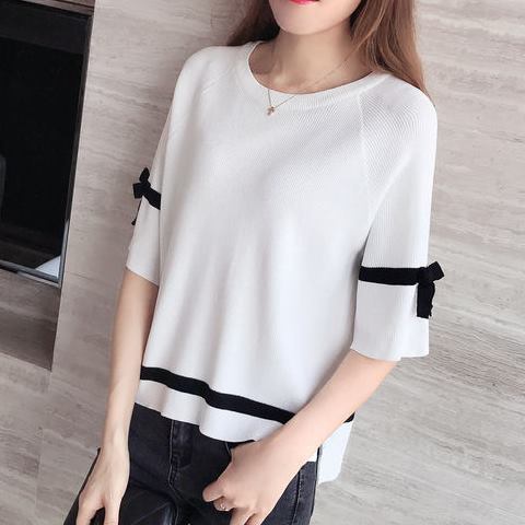 Áo thun tay ngắn dáng rộng thời trang cho phụ nữ trung niên