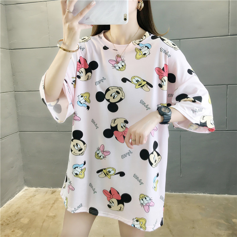 【Available COD】 - EasyCore White Large Large Size T-shirt, Cute Fashion Cartoon Wide T-shirt for Women
