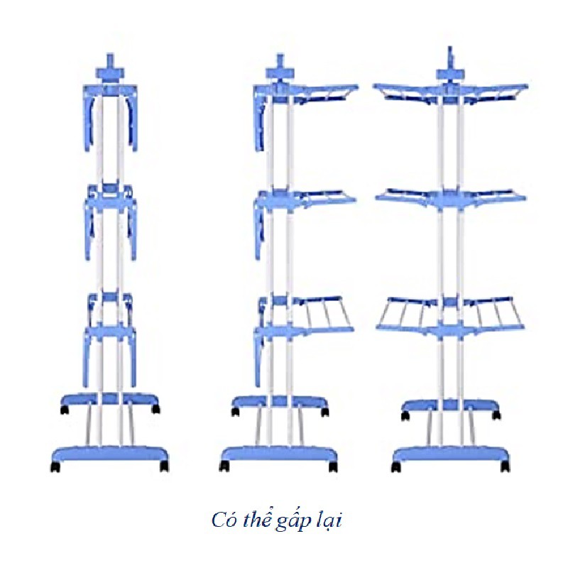 Giá phơi quần áo có thể gập 3 tầng Giá treo quần áo (Hỗ trợ gấp đôi)