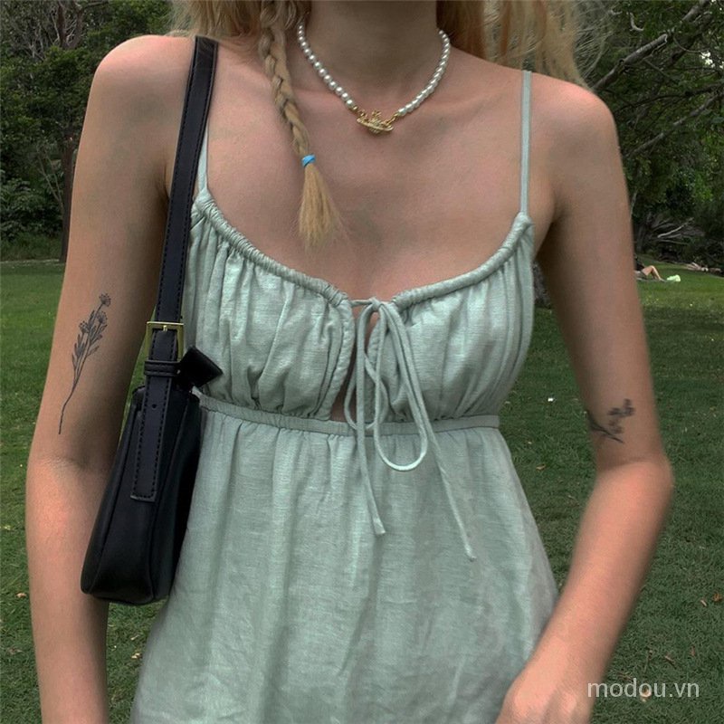 Đầm Hai Dây Cổ Chữ V Hở Lưng Quyến Rũ Chất Lượng Cao | BigBuy360 - bigbuy360.vn