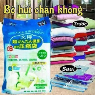 Combo 8 túi hút chân không cao cấp kèm bơm tay